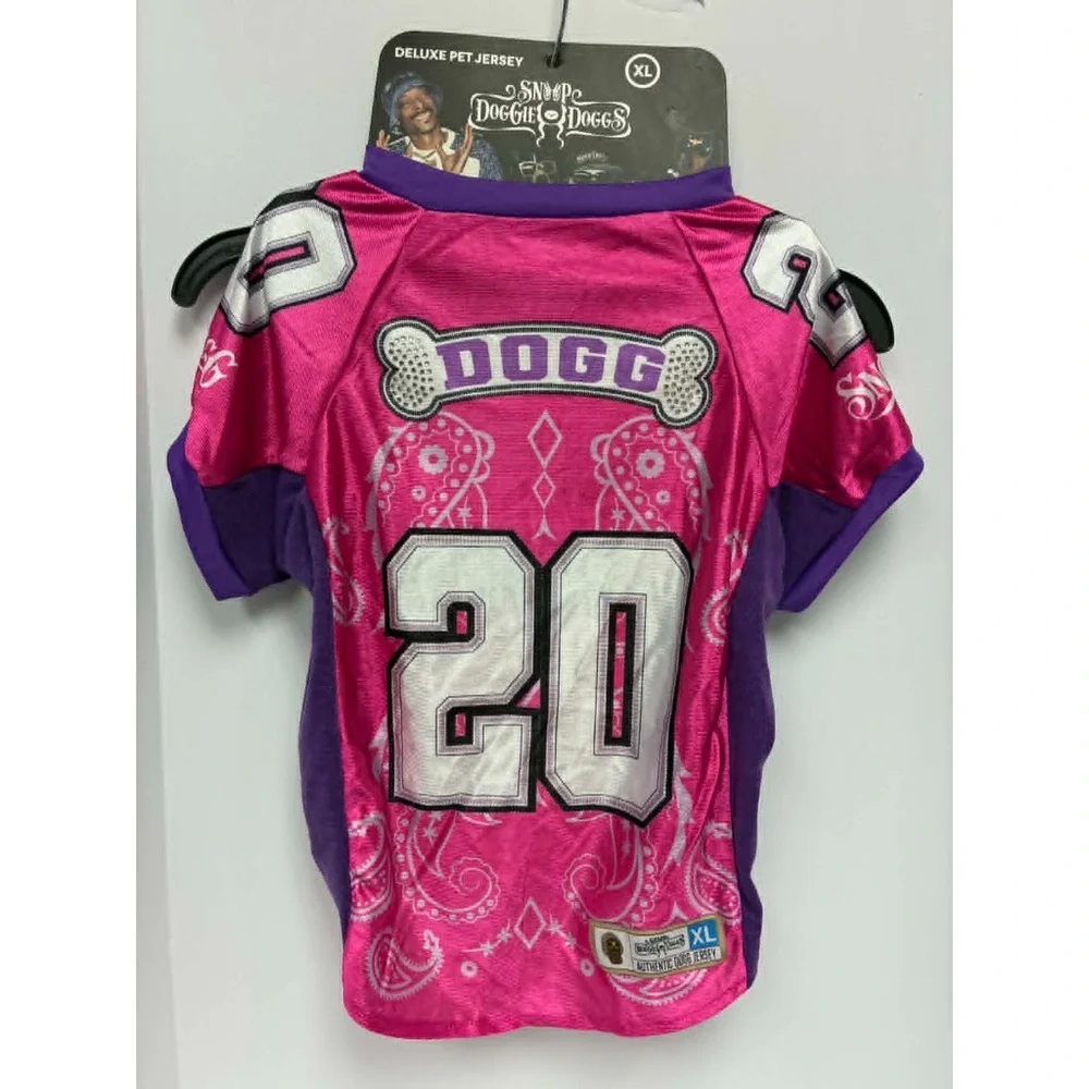 Snoop Doggie Doggs Pet Jersey XL Pink Dog Shirt #20 Deluxe Pet Jersey NWT